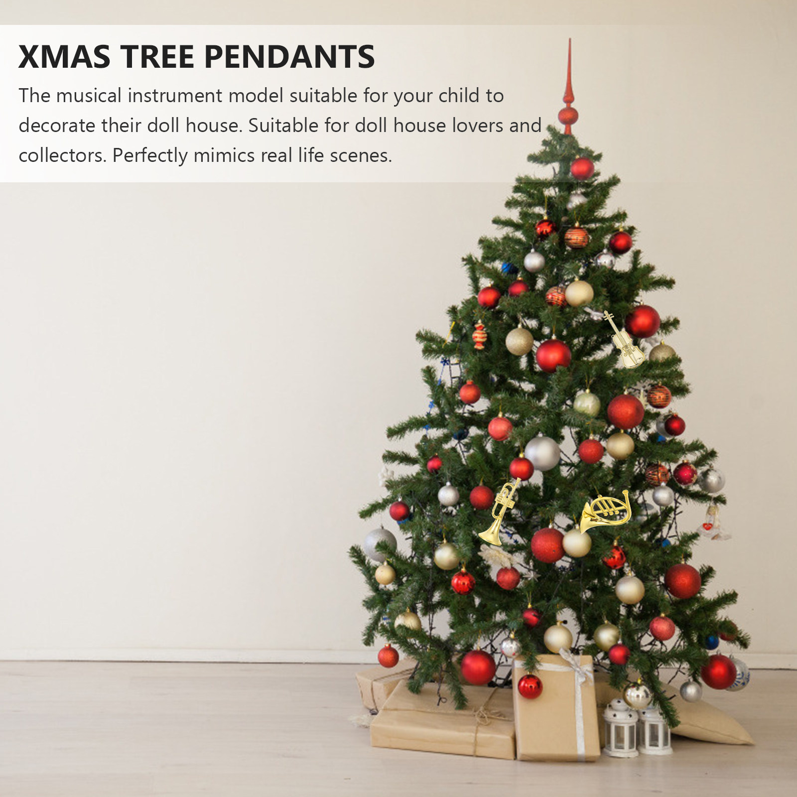 Musical Instrument Xmas Ornaments - 12 قطعة من آلات الفيولين الصغيرة