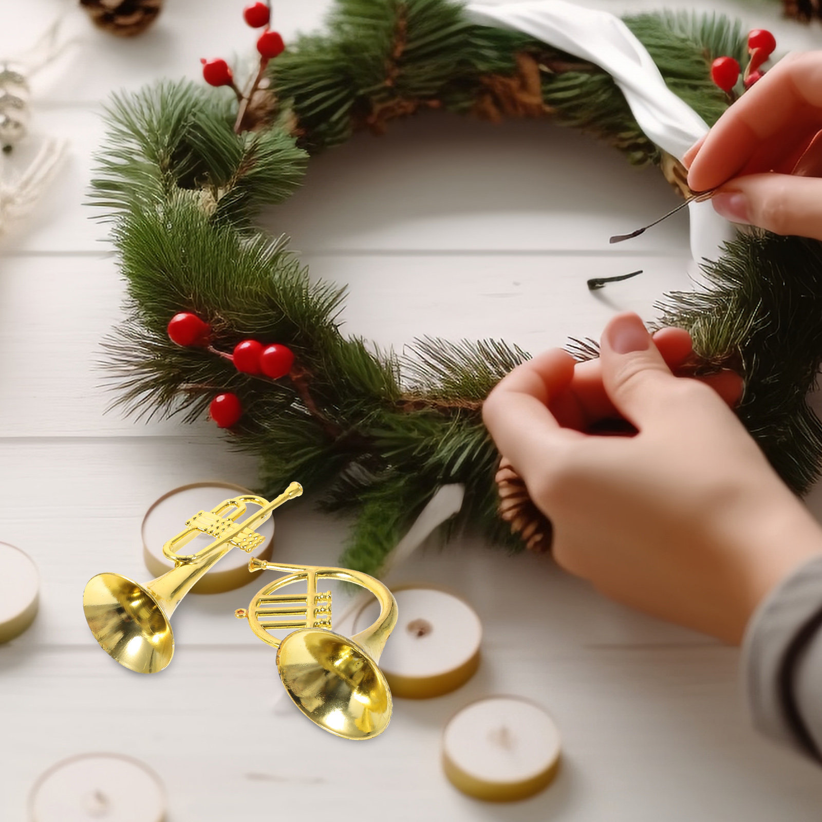 Musical Instrument Xmas Ornaments - 12 قطعة من الآلات الموسيقية الصغيرة