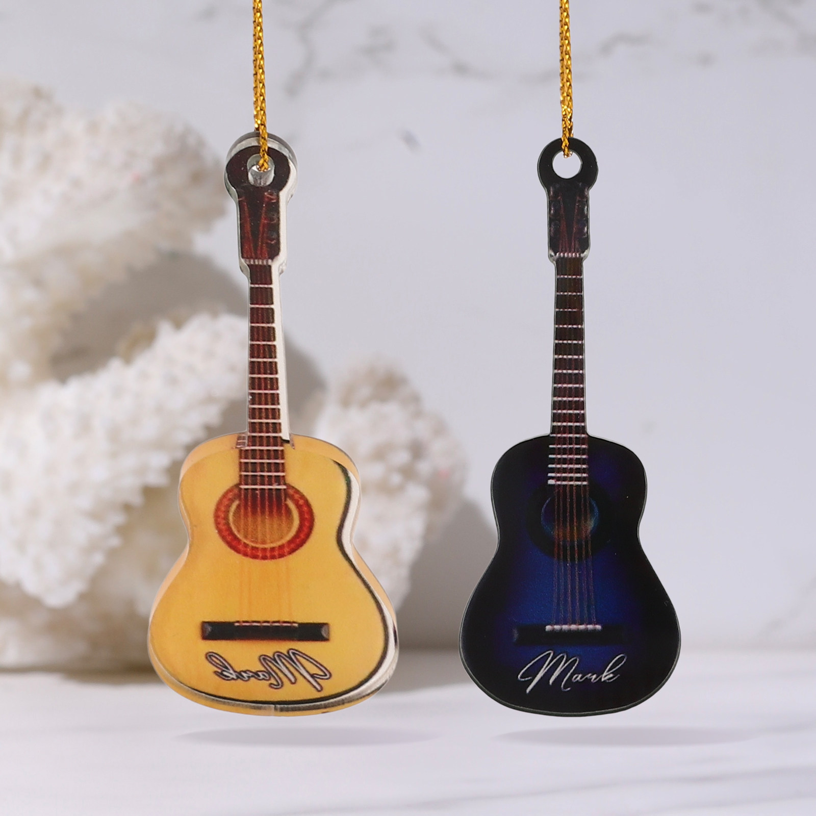 Musical Instrument Xmas Ornaments - 10 قطع من زينة الجيتار المصغرة