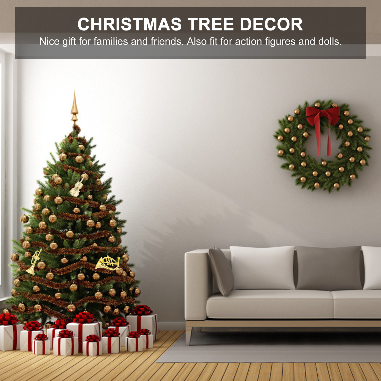 12 قطعة من آلات الفيولين الصغي - مراجعة Musical Instrument Xmas Ornaments وسعره