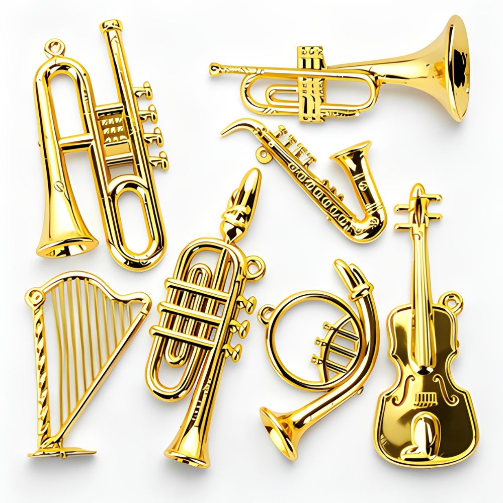 6/10 قطع من المعلقات المعدنية  - مراجعة Musical Instrument Xmas Ornaments وسعره