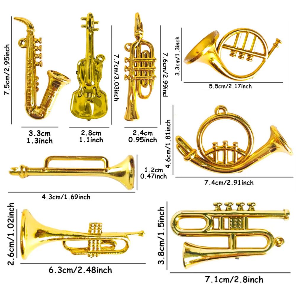 6/10 قطع من المعلقات المعدنية  - مراجعة Musical Instrument Xmas Ornaments وسعره